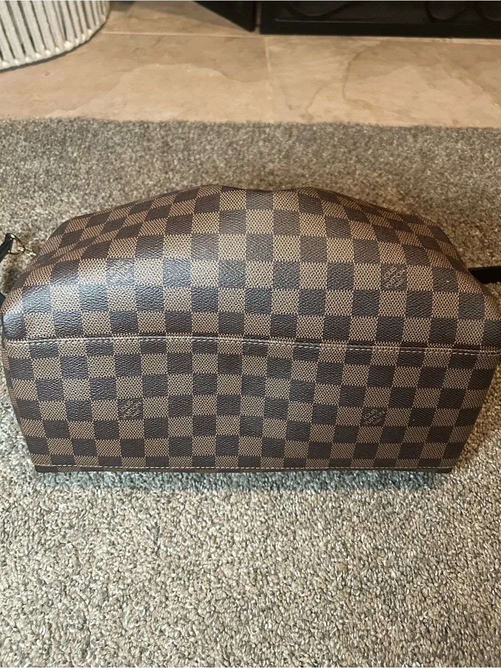 Louis Vuitton Brown Damier Ebene Checkered Satchel with Dark Leather Trim